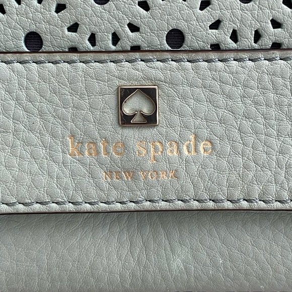 Kate Spade Mint Green Leather Perforated Flap Shoulder Bag - Picture 5 of 14